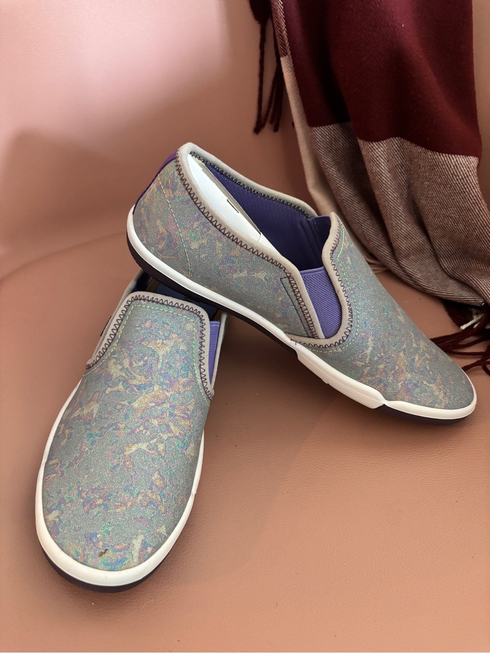 NWT PLAE adult slip on sneaker, Marten - limited edition shimmery leather, 7.5 W